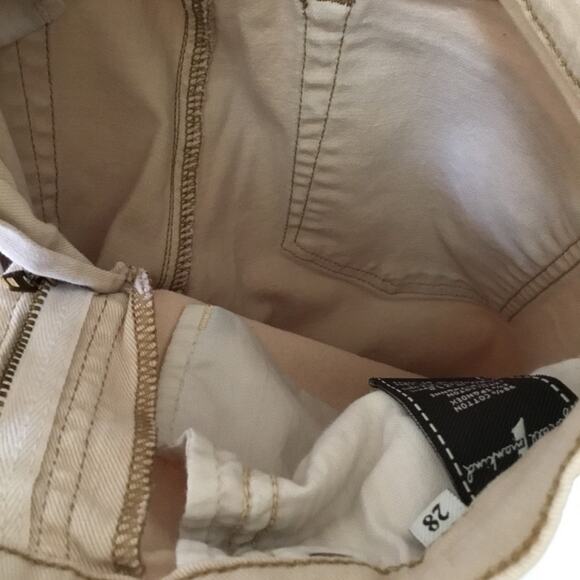 7 For All Mankind Beige Skinny Crop & Roll Jeans - Picture 7 of 11